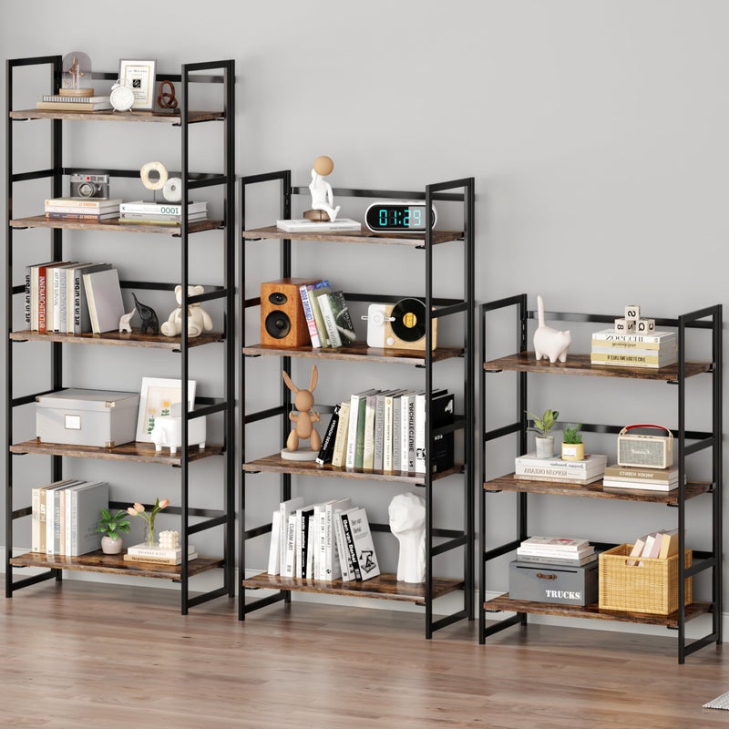 BHG Vintage Multifunctional Folding Bookshelf, No-Assembly Plant Stand Storage Rack Shelves for Home Office (Fire, 3-Tier) - Image 4