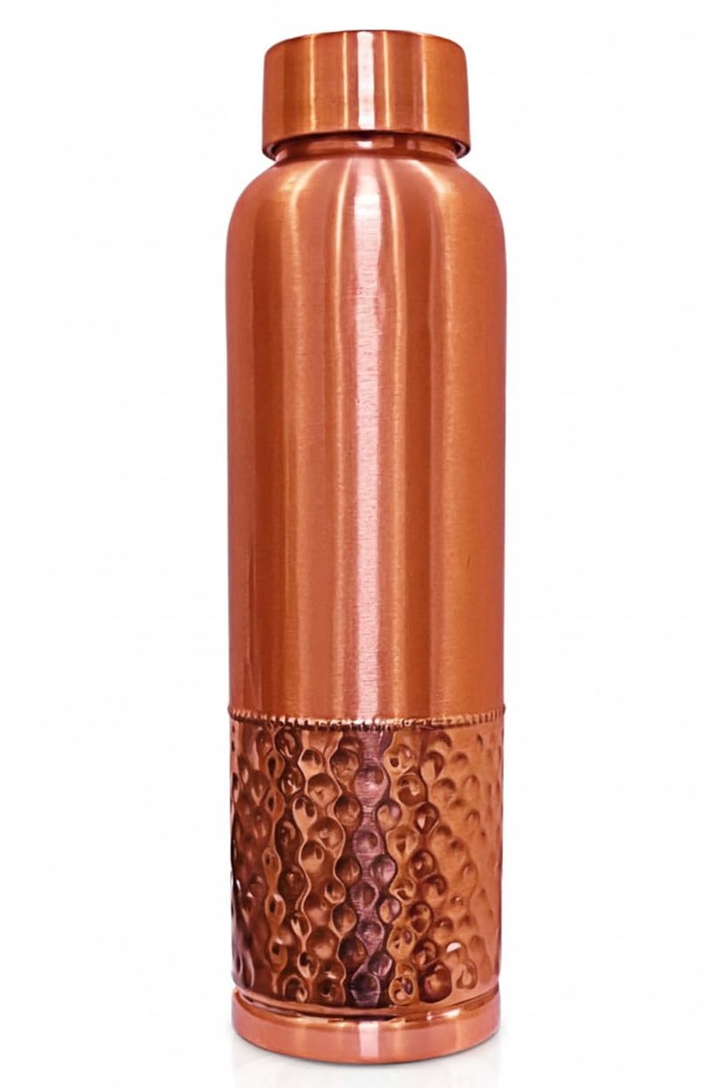 KC Pure Copper Designer Water Bottle with Leak Proof Protection, Ayurveda Health Benefits. (1000ml, 1Unit) with Hammered Design - Image 3