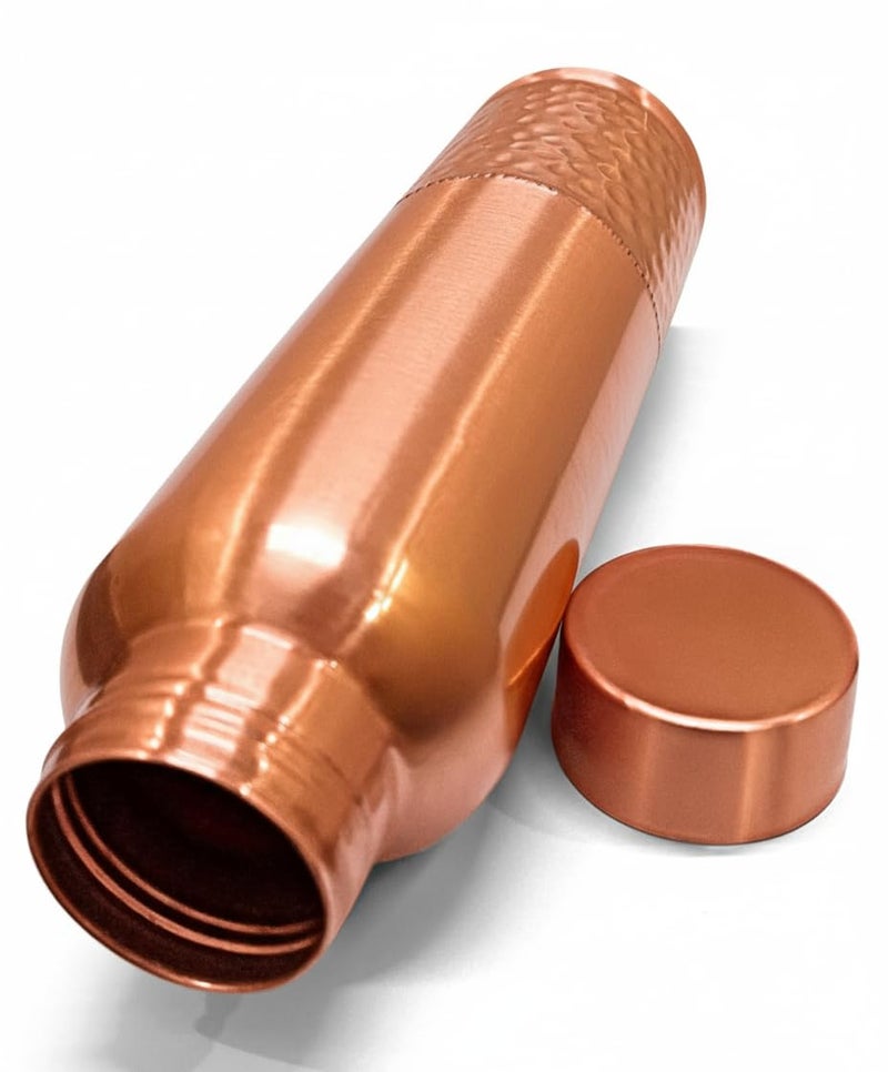 KC Pure Copper Designer Water Bottle with Leak Proof Protection, Ayurveda Health Benefits. (1000ml, 1Unit) with Hammered Design - Image 4