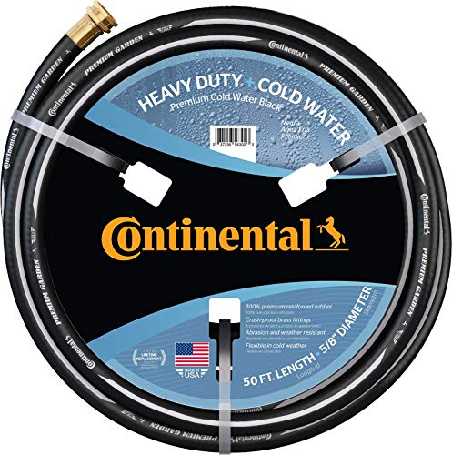 Continental Premium Garden Black Heavy Duty Cold Water Garden Hose, 5/8in Inside Diameter x 50ft Length, Male x Female Garden Hose Thread - Image 1
