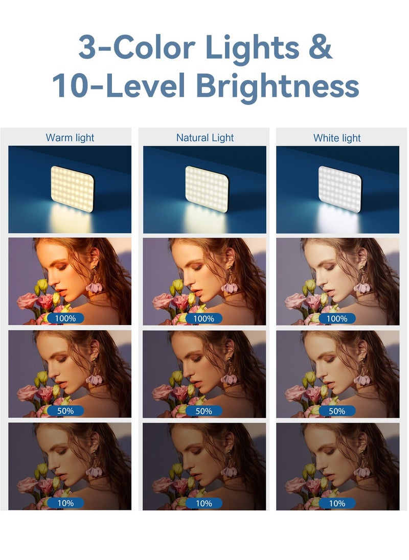 مصباح LED لصور السيلفي، 3 أوضاع إضاءة قابلة للحمل بمشبك، للهاتف والكمبيوتر اللوحي والكمبيوتر المحمول وإضاءة ملء الفيديو