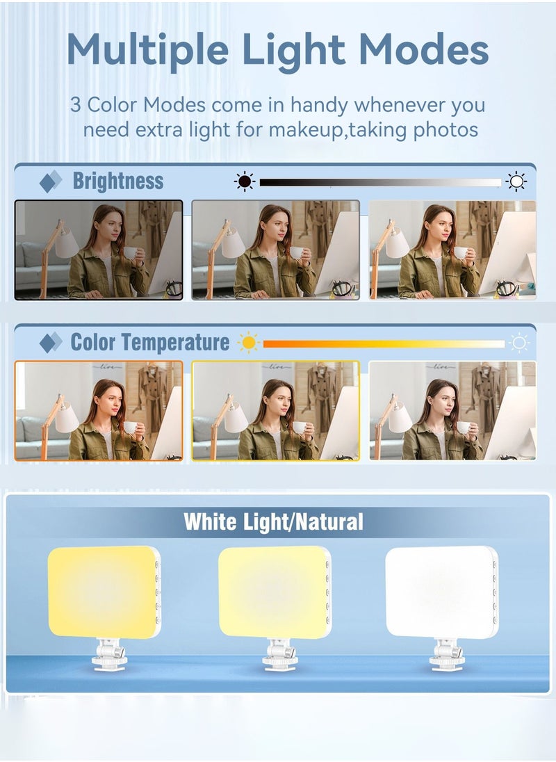 مصباح LED لصور السيلفي، 3 أوضاع إضاءة قابلة للحمل بمشبك، للهاتف والكمبيوتر اللوحي والكمبيوتر المحمول وإضاءة ملء الفيديو