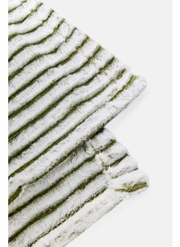 bebe Premium Jacquard Stripped Blanket 150 x 200 cm, White/Green  - Image 3