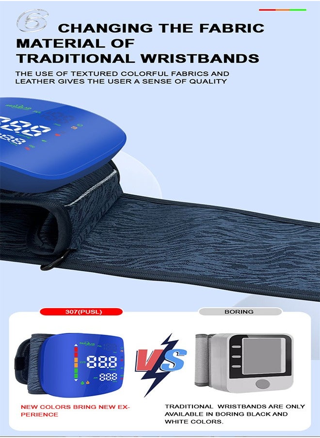 REALBLAD - Blood Pressure Monitor with Arabic Broadcast, Rechargeable 2x99 Readings Memory Wrist BP Monitor, with LED Large Display (Blue) - Image 1