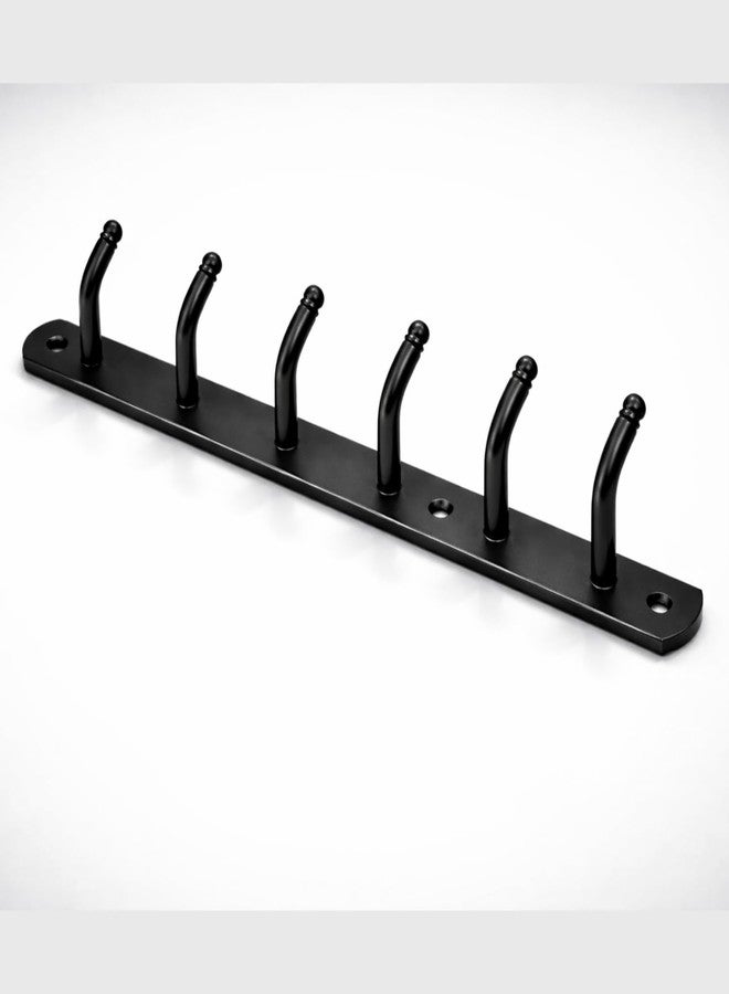 Urban Elite 304 Stainless Steel Antique Black 6 Pin for Bathroom Cloth Hooks Hanger Door Wall Robe Hooks Rail for Hanging Keys,Clothes,Towel (Pack of 1, Black) - Image 1