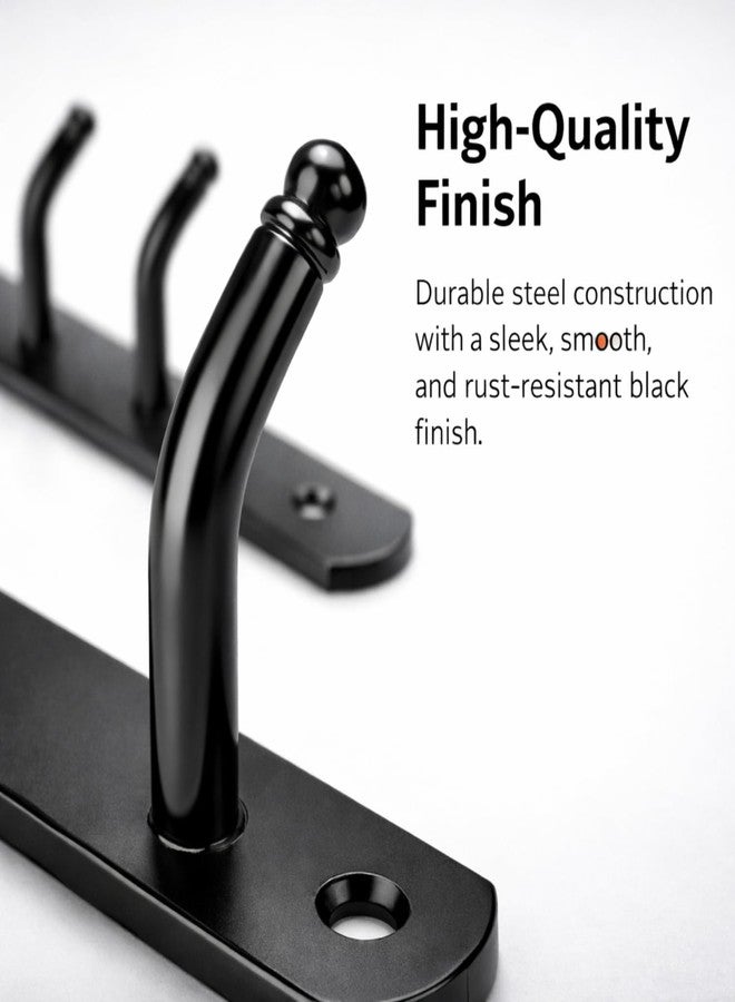 Urban Elite 304 Stainless Steel Antique Black 6 Pin for Bathroom Cloth Hooks Hanger Door Wall Robe Hooks Rail for Hanging Keys,Clothes,Towel (Pack of 1, Black) - Image 2