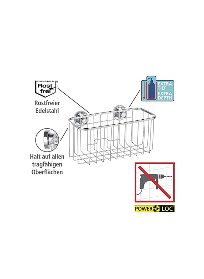 Raxoom Power-Loc® Universal Basket Bovino - Fixing Without Drilling, Stainless Steel, 22.5 X 11 X 11.5 Cm, Shiny - Image 4