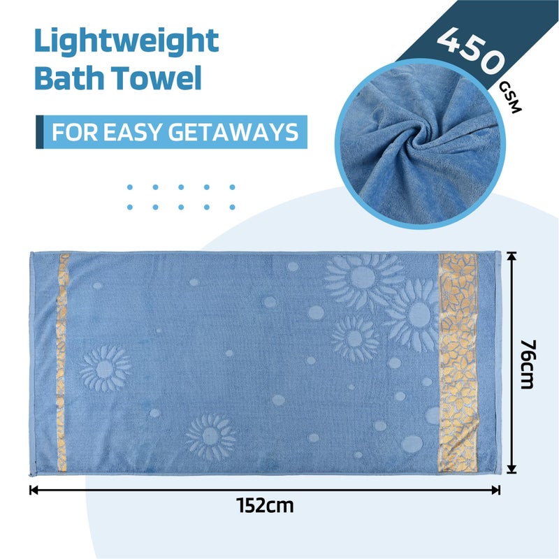 Kuber Industries Kuber Industries Pack of 2 Soft Cotton Bathing Towel For Men/Women | 450 GSM Fade/Wrinkle Resistant Towels | 30x60 Inches - Velvet Grey & Blue  - Image 3