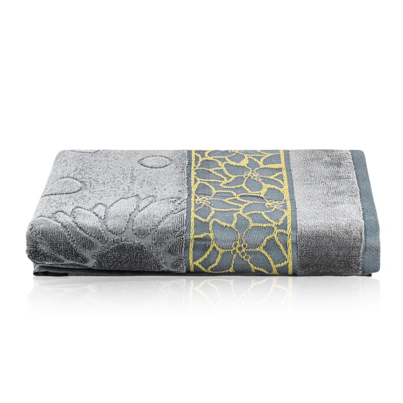 Kuber Industries Kuber Industries Pack of 2 Soft Cotton Bathing Towel For Men/Women | 450 GSM Fade/Wrinkle Resistant Towels | 30x60 Inches - Velvet Grey & Blue  - Image 2