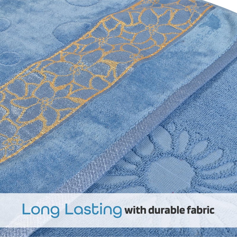 Kuber Industries Kuber Industries Pack of 2 Soft Cotton Bathing Towel For Men/Women | 450 GSM Fade/Wrinkle Resistant Towels | 30x60 Inches - Velvet Grey & Blue  - Image 5