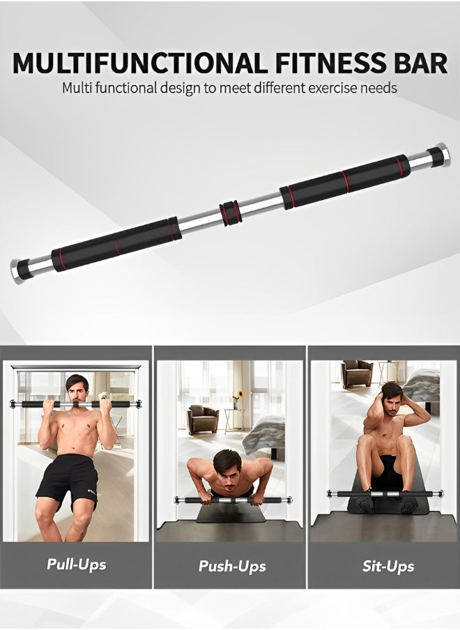 GROIC - Pull Up Bar Chin Up Bar, Adjustable 60~100 CM Door Horizontal Bars with Kids Gymnastic Rings Pull up Rings for Home Workout Gym Training Workout Bar Sport Fitness - Image 1