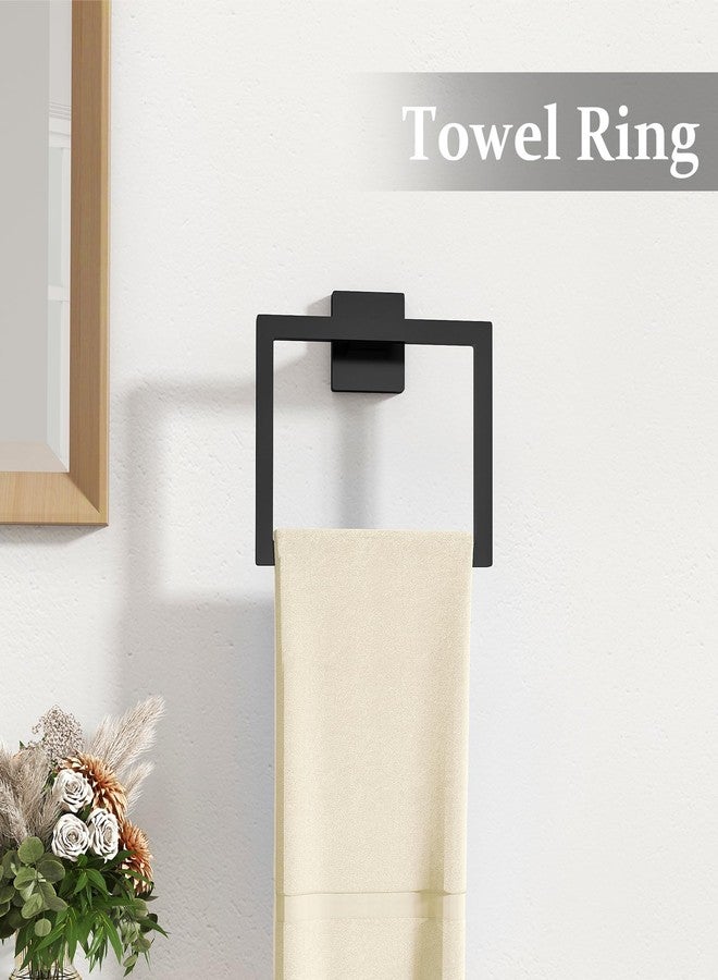 STWWO 10-Piece Matte Black Bathroom Hardware Accessories Set, 24 inch Towel Bar, Stainless Steel Towel Racks for Bathroom, Bath Towel Bar Set Wall Mounted - Image 5