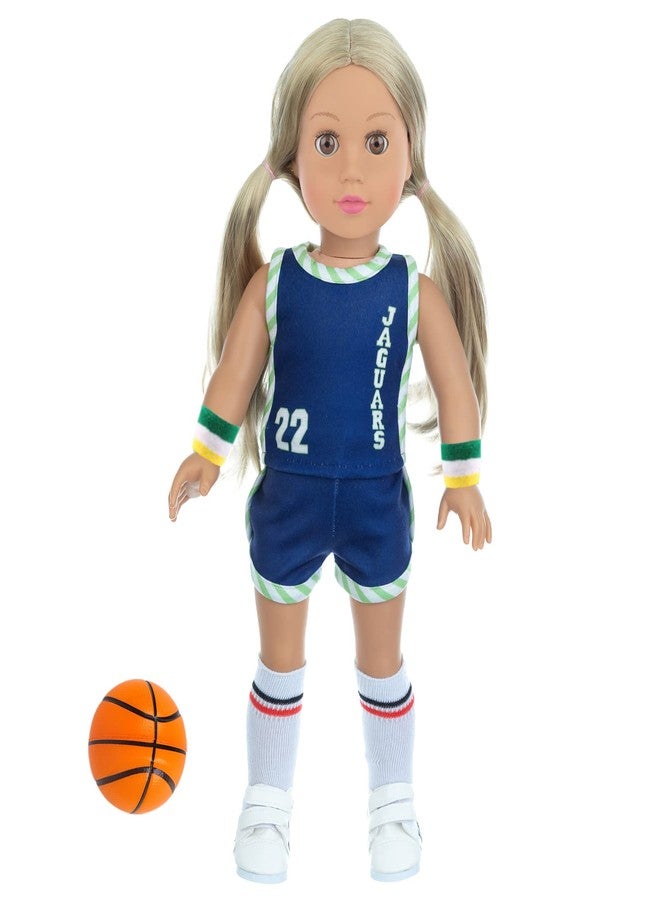 DOTVOSY 18 Inch Doll Clothes and Accessories - Basketball Clothes Sports Set Designed for 18 Inch Girl Doll Include Doll Clothes, Hair Bands, Bracers, Shoes, Socks and Basketball - Image 4