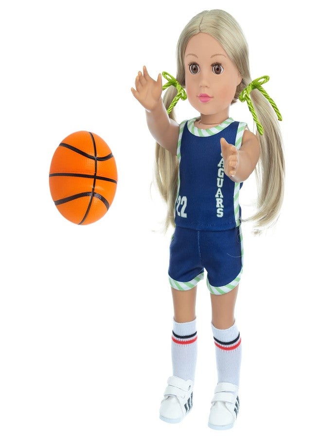 DOTVOSY 18 Inch Doll Clothes and Accessories - Basketball Clothes Sports Set Designed for 18 Inch Girl Doll Include Doll Clothes, Hair Bands, Bracers, Shoes, Socks and Basketball - Image 5