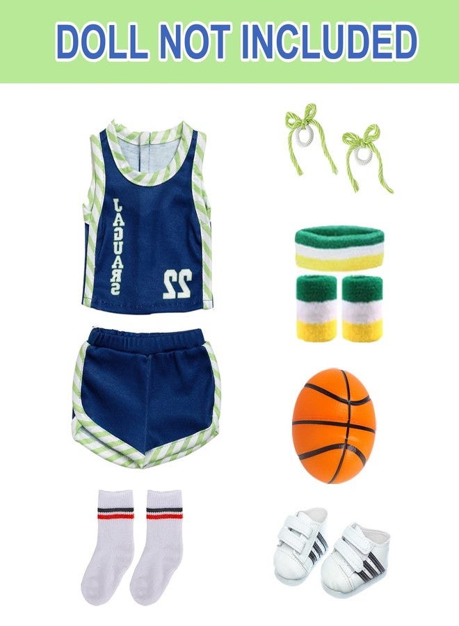 DOTVOSY 18 Inch Doll Clothes and Accessories - Basketball Clothes Sports Set Designed for 18 Inch Girl Doll Include Doll Clothes, Hair Bands, Bracers, Shoes, Socks and Basketball - Image 2