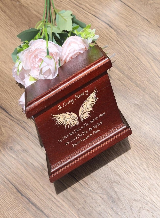 JOYSPARKING 6 Inch Small Wooden Urn for Human Ashes - Keepsake Urn for Men & Women, Funeral Ashes Holder, Wooden Urn Box and Casket with Wing Design - Image 3