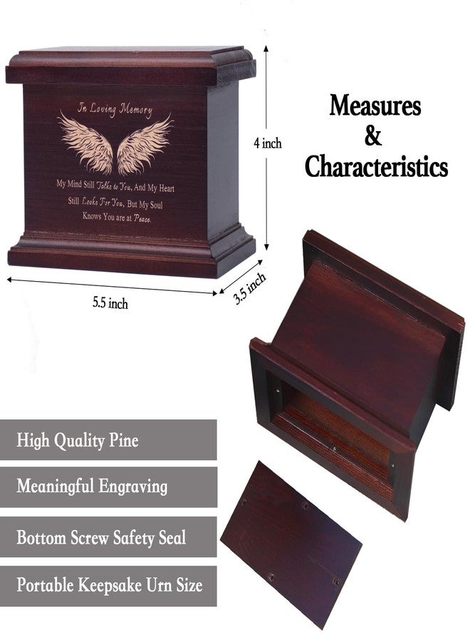 JOYSPARKING 6 Inch Small Wooden Urn for Human Ashes - Keepsake Urn for Men & Women, Funeral Ashes Holder, Wooden Urn Box and Casket with Wing Design - Image 5