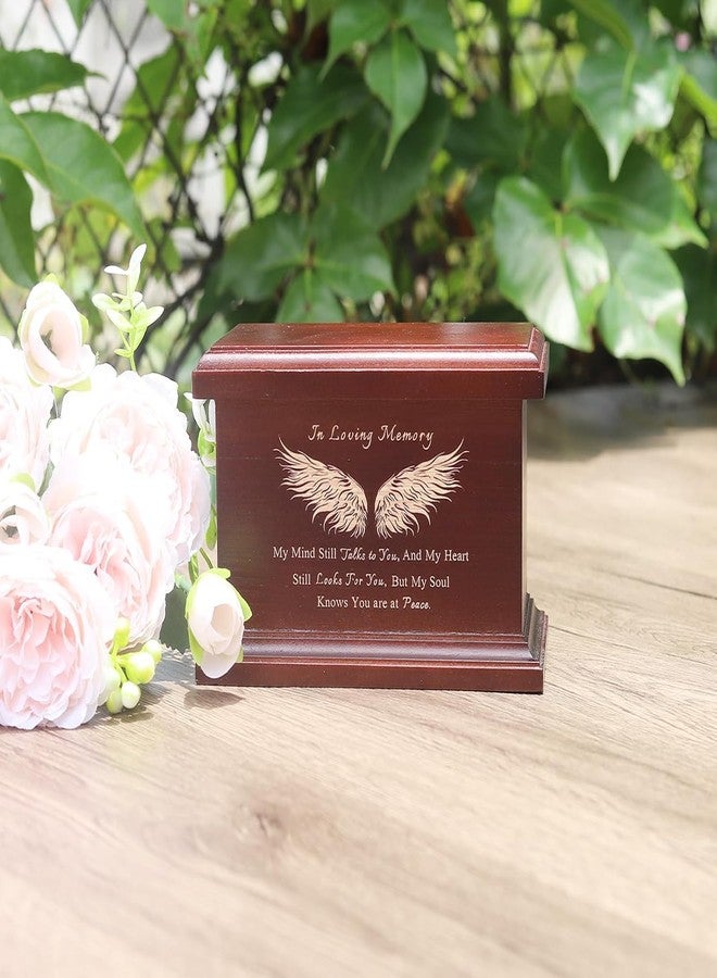JOYSPARKING 6 Inch Small Wooden Urn for Human Ashes - Keepsake Urn for Men & Women, Funeral Ashes Holder, Wooden Urn Box and Casket with Wing Design - Image 2