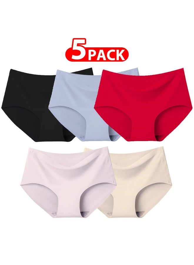 MARGOUN 5 Packs Women's Small Size Underwear Silk Women Lingerie Seamless Women High Rise Underwear Multicolour/Size Guide: 155/80 (S) - 160/85 (M) -165/90 (L) -170/95 (XL) - Image 1