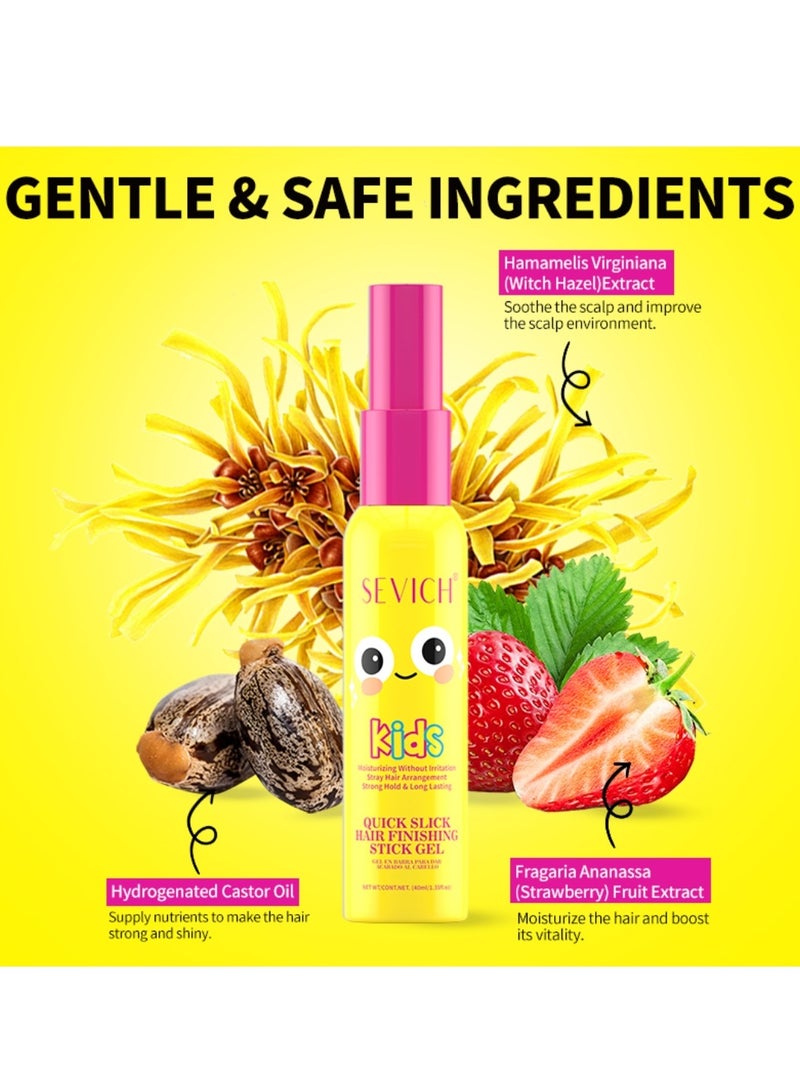 Sevich Quick Slick Hair Finishing Stick Gel for Kids 40ml Stray Hair Tamer Gentle Brush-On Formula for Baby Hairs & Flyaways Broken Hairs Finishing Gel for Toddlers - Image 5