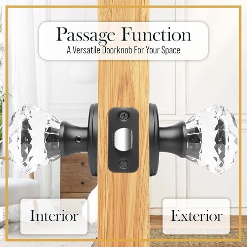 Balin Designs Clear Crystal Door Knob, Glass Door Knobs Interior Non-Locking Set, Antique Decorative Vintage Style for Hallway, Closet, Passage Doors, 1 Pack - Image 5