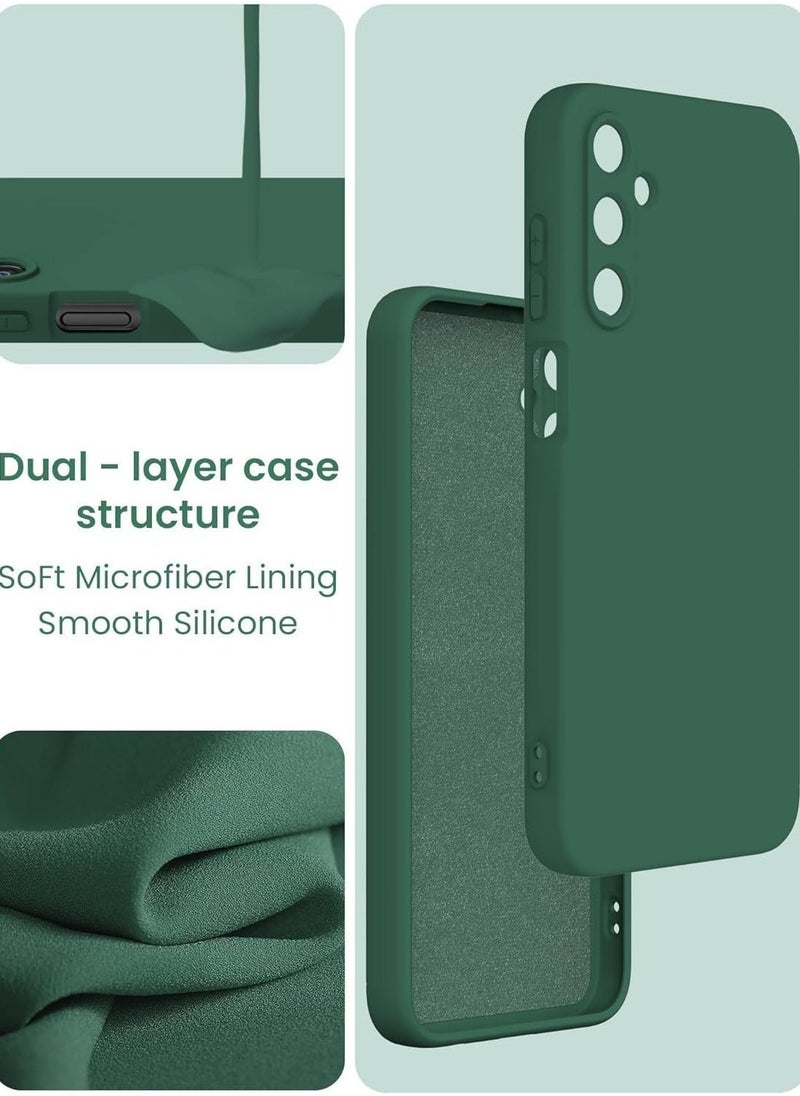 ELTRAZONE Samsung Galaxy Samsung Galaxy A55 5G Case with 2X Screen Protector, Soft Anti-Scratch Microfiber Lining, Ultra Slim Liquid Silicone Protective Case (Midnight Green, Samsung Galaxy A55 5G) - Image 4