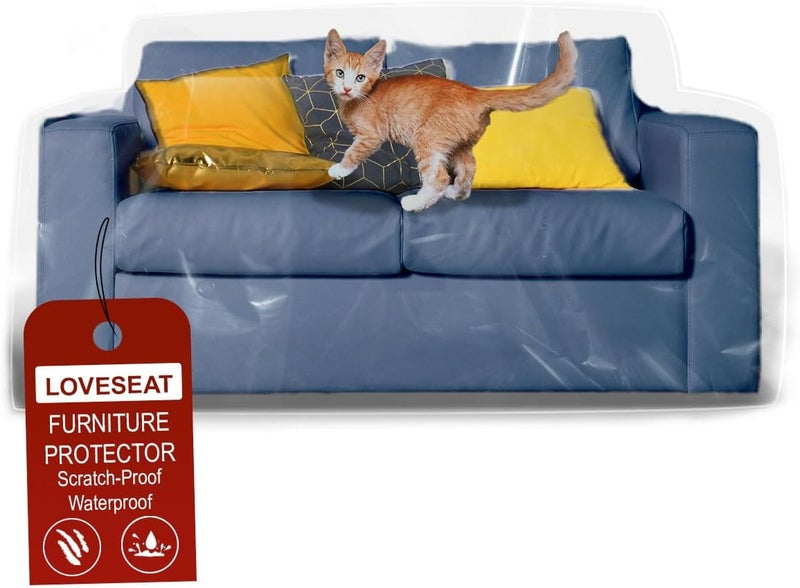 LAMINET Deluxe Heavy-Duty Crystal-Clear Furniture Protectors Protects Dust, Dirt, Spills, Pet Hair and Dander, Paws and Claws Sofa-36”RH x 18" FH x 84”W x 40" D, Loveseat Sofa - Image 1