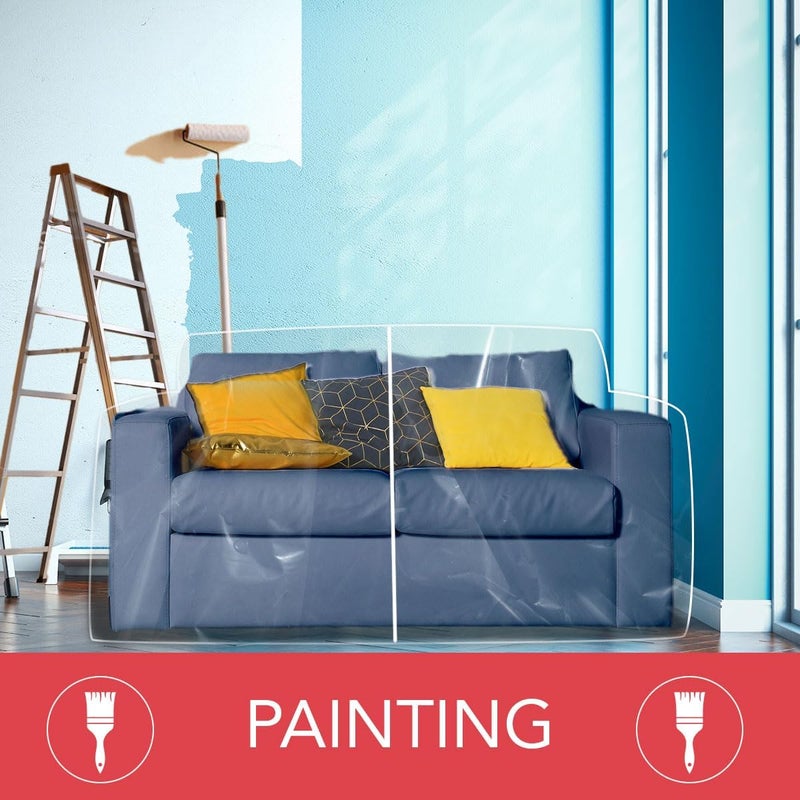 LAMINET Deluxe Heavy-Duty Crystal-Clear Furniture Protectors Protects Dust, Dirt, Spills, Pet Hair and Dander, Paws and Claws Sofa-36”RH x 18" FH x 84”W x 40" D, Loveseat Sofa - Image 2