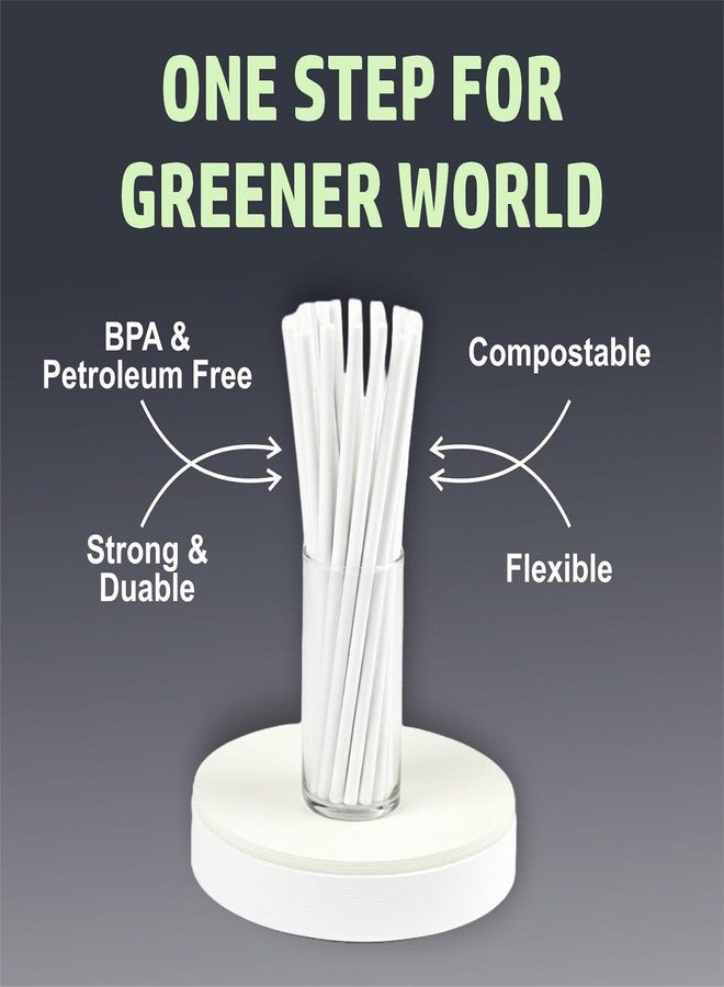 ECOZ Biodegradable Plastic Straws | 10 mm, 200 Count | Eco-Friendly Compostable Sustainable Disposable Drinking Straws | Cocktail Cold Drink Juice White Straws - Image 4