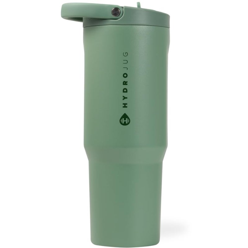 زجاجة ماء هيدروجوج الرياضية من الفولاذ المقاوم للصدأ مع قشة وعزل فراغ سعة 40 أونصة مقاومة للتسرب تصميم مريح قابلة لإعادة الاستخدام آمنة في غسالة الصحون قاعدة مطاطية متينة للاستخدام في الصالة الرياضية أو في الهواء الطلق باللون الحكيم