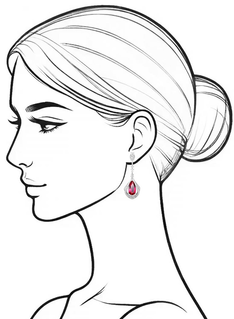 QUAINT Mermaid Princess - Ruby Eardrops - Image 3