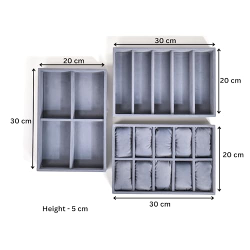 La Trove Watch Organizer Tray Combo Set of 3 (Grey) | Drawer Storage for Watches, Sunglasses & Belts | Jewelry & Accessories Organizer for Men & Women - Image 4