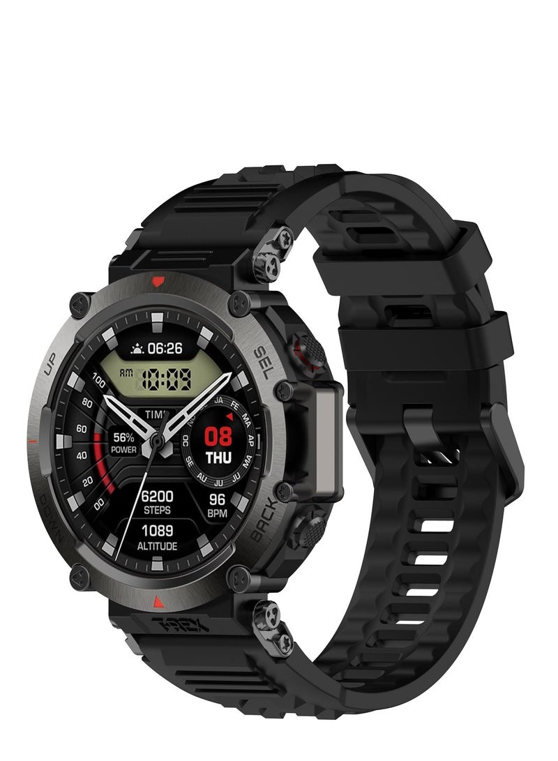 سوار من السيليكون لينة متوافق مع تي ريكس Amazfit الترا a2142 سوار الذكية بدلا من سوار الرياضة ، ومناسبة للنساء والرجال ( أسود ) - Image 1