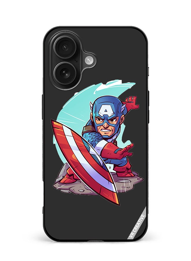 VR CREATIVE Protective Case Cover For Apple iPhone 16 Plus Superhero Captain America Design Multicolour