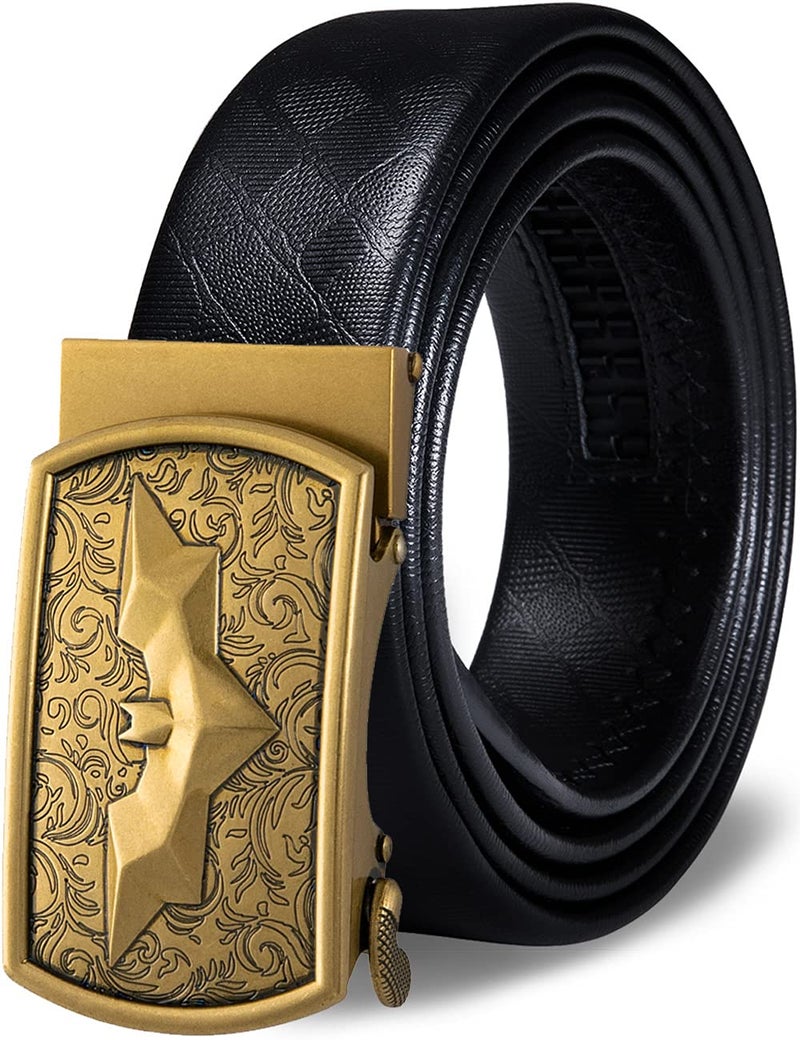 Dubulle Mens Belt Gold Ratchet Belts Designer Leather Adjustable Automatic Buckle Sliding Business Casual Party Festival - Image 1