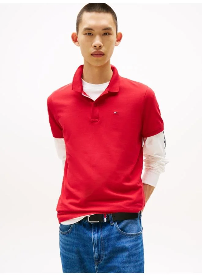 Tommy Flag Slim Fit Pique Polo Shirt