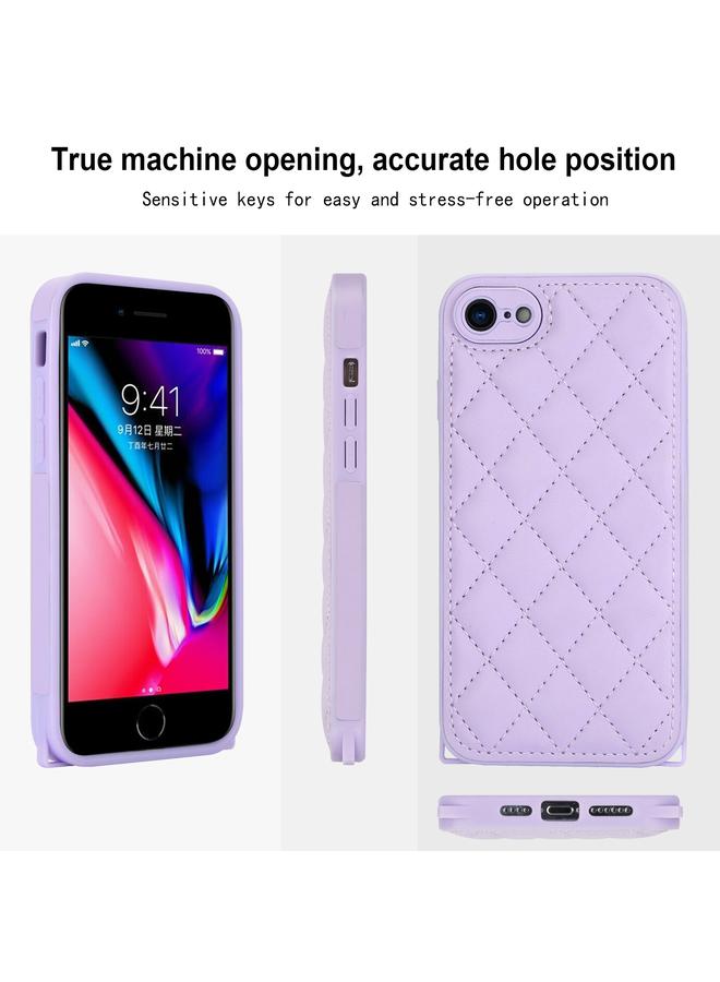 S-TOP Case For iPhone SE 2022 / SE 2020 Rhombic Texture Phone Case with Dual Lanyard - Image 4