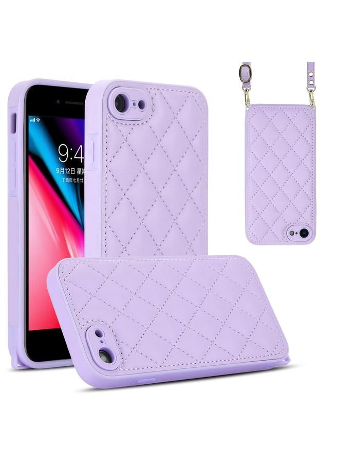 S-TOP Case For iPhone SE 2022 / SE 2020 Rhombic Texture Phone Case with Dual Lanyard - Image 1