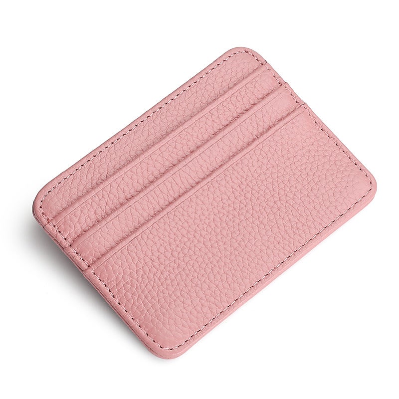 Genuine Leather Card Bag for Men and Women Cross-border Top-layer Cowhide Anti-degaussing Small and Exquisite Card Case ID Card Book Card Bag Pink