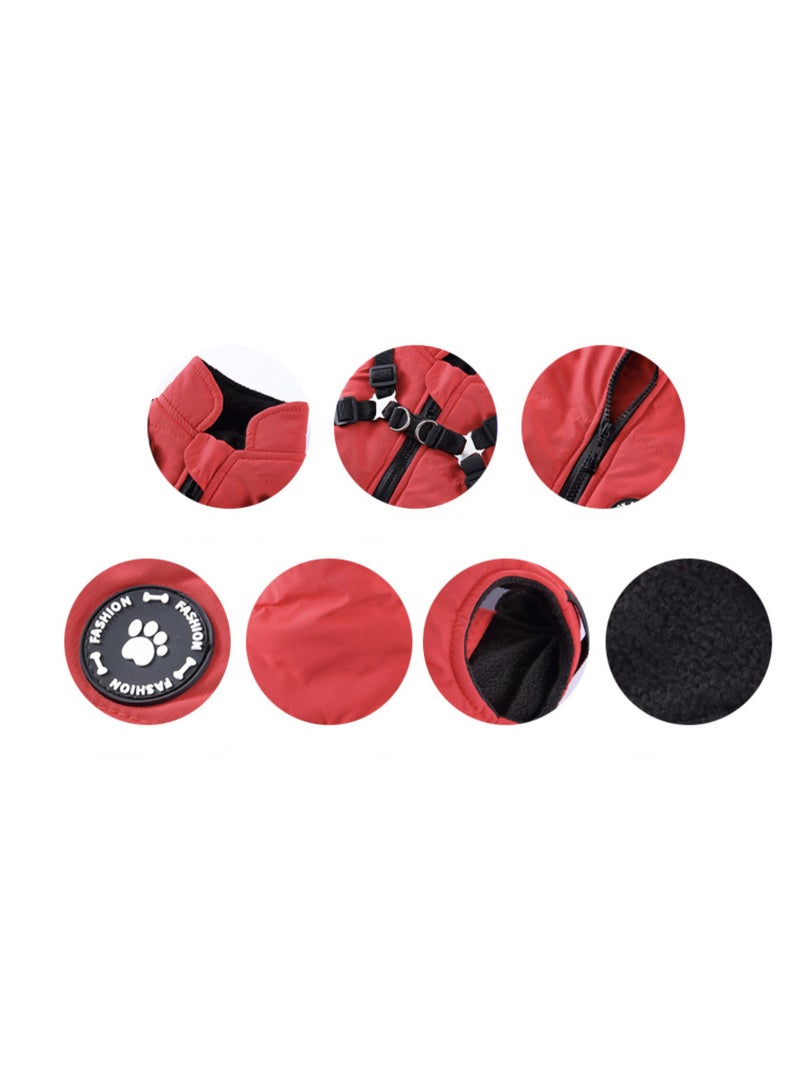 Dog Coat with Harness Puppy Coats Small Dog Harness Jacket Winter Jackets for Smal Medium Large Dogs,  Red - Image 3