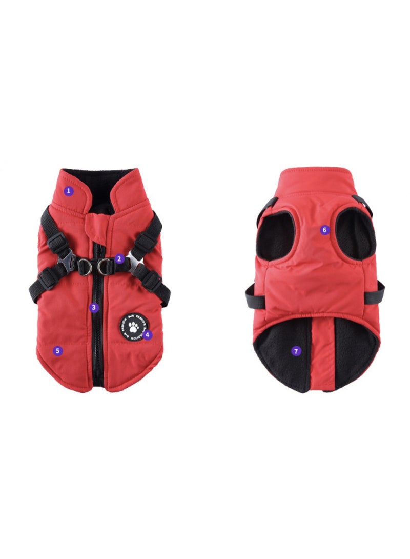 Dog Coat with Harness Puppy Coats Small Dog Harness Jacket Winter Jackets for Smal Medium Large Dogs,  Red - Image 2