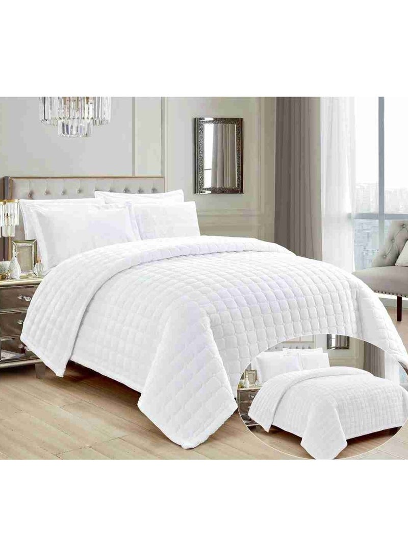Bedspread set for one and a half people, plain, soft, winter, 4 pieces, quilt size 200 x 170 cm, microfiber - Image 1
