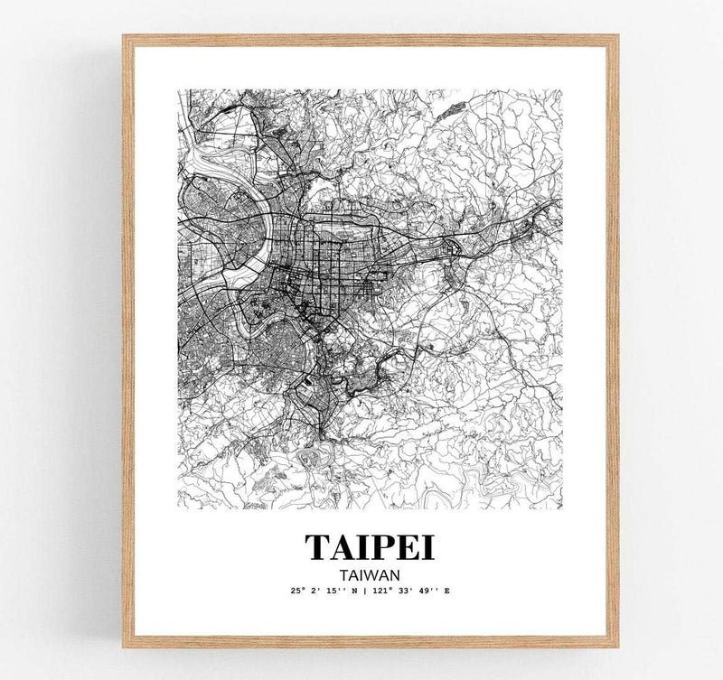 Eleville 24X36 Unframed Taipei Taiwan City View Abstract Road Modern Map Art Print Poster Wall Office Home Decor Minimalist Line Art Hometown Housewarming wgn506 - Image 1