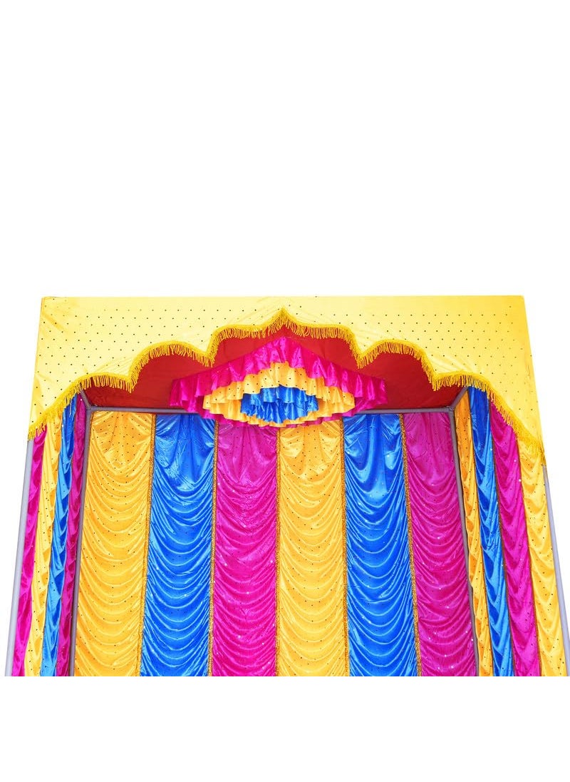 PRIYAKANT SAFAWALA - PRIYAKANT SAFAWALA Ganpati Decoration Ready Mandir Setup Ideas at Home Gods Pooja and Special Ganesh Chaturthi Decoration Makhar Setup No Frame Size Top 4X6 Feet and Height 7 Feet Multi - Image 1