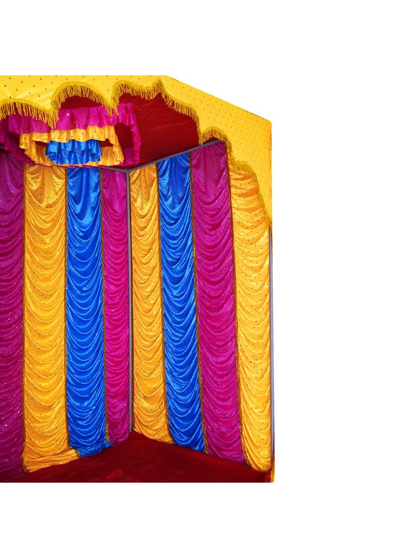 PRIYAKANT SAFAWALA - PRIYAKANT SAFAWALA Ganpati Decoration Ready Mandir Setup Ideas at Home Gods Pooja and Special Ganesh Chaturthi Decoration Makhar Setup No Frame Size Top 4X6 Feet and Height 7 Feet Multi - Image 1