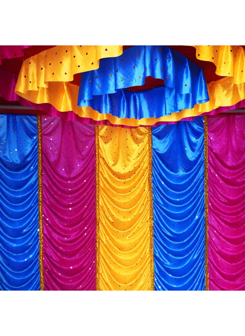 PRIYAKANT SAFAWALA - PRIYAKANT SAFAWALA Ganpati Decoration Ready Mandir Setup Ideas at Home Gods Pooja and Special Ganesh Chaturthi Decoration Makhar Setup No Frame Size Top 4X6 Feet and Height 7 Feet Multi - Image 1