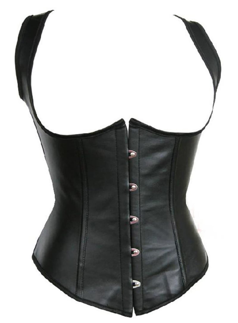 AlivilaY Fashion Corset Womens Faux Leather Steampunk Corsets Victorian Bustier 2672ABlack6XL