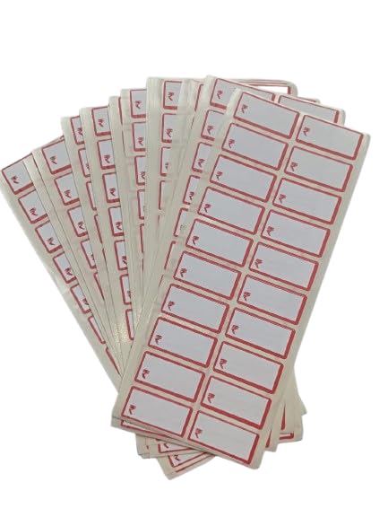 Sehgal Store ₹ Rupees Sign Blank Stickers with Bold Red Border for General Use, Perfect for DIY Projects & Labels for – 40mmx15mm Pack of (100) - Image 5