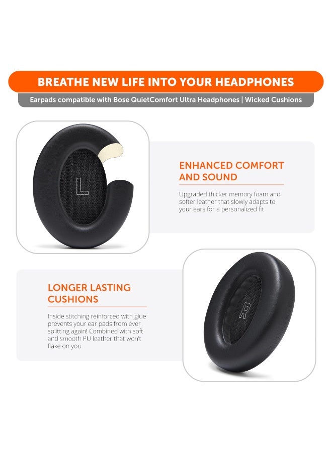 KISSUN QuietComfort Ultra Earpads, Made by Wicked Cushions | Enhanced Comfort & Durability for Bose QuietComfort Ultra Headphones | Upgraded Memory Foam & Premium Materials | Black - Image 4