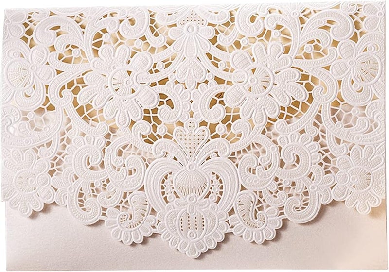 Matybobe 10 قطعة بطاقات دعوة زفاف مفرغة مع مغلفات لحفلة الاستحمام للعروس وخطوبة وذكرى سنوية - Image 1